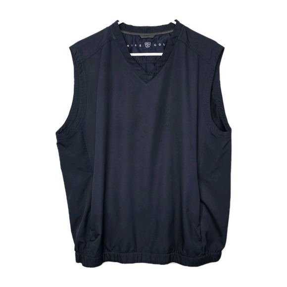 Nike Other - Nike Golf Windbreaker Vest Mens Large Navy Pullover Zip Pockets Elastic Bottom